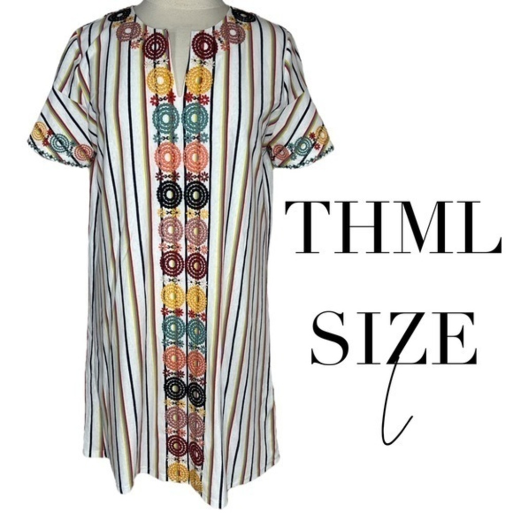 THML embroidered shift dress size L